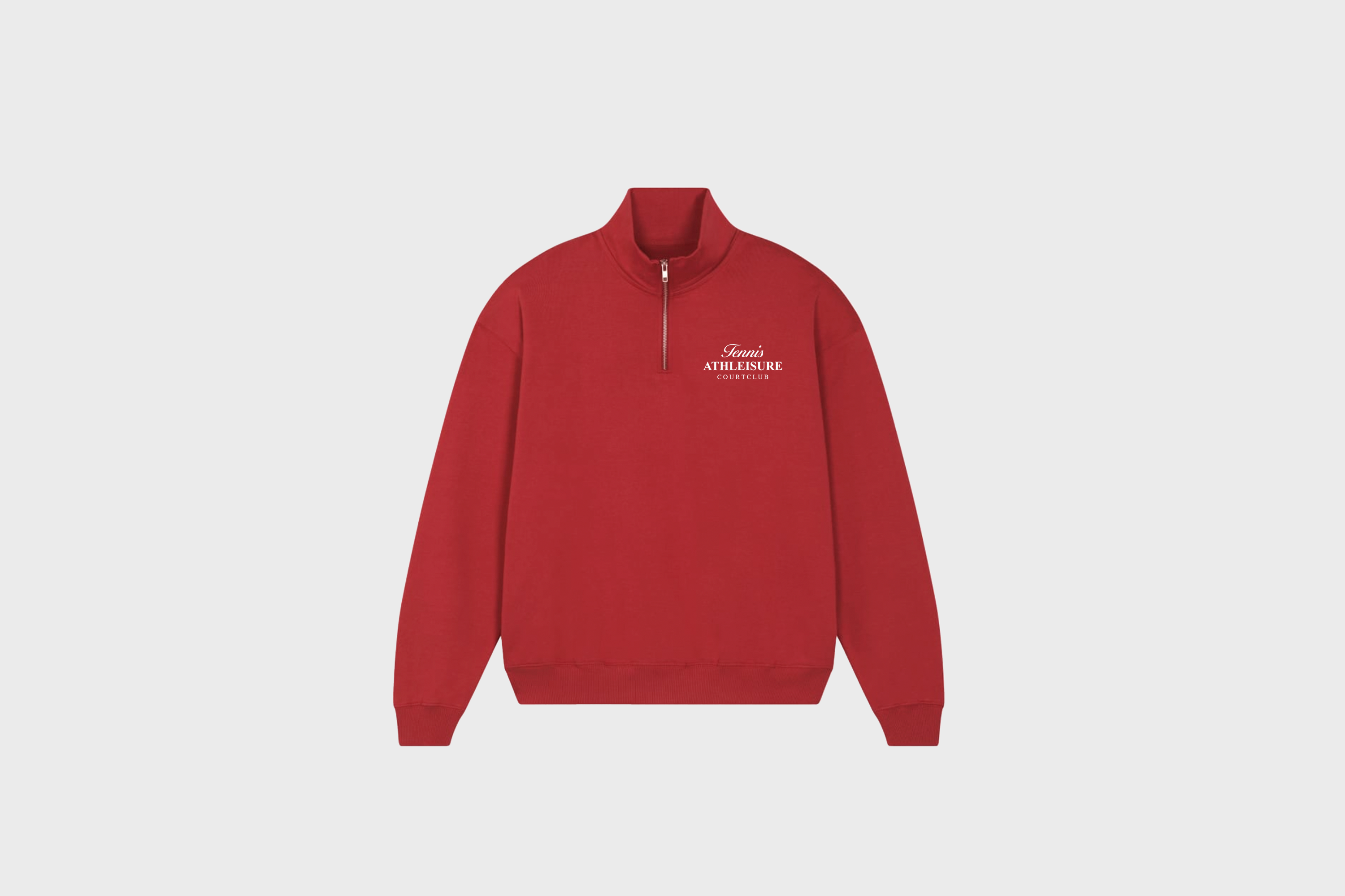 Half Zip Hoodie Red with embroidery CourtClub