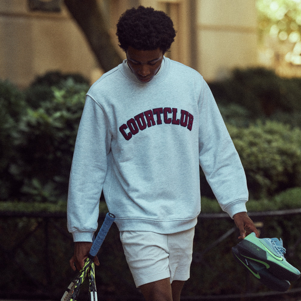 
                      
                        College Sweatshirt in Heather Grey with 3D embroidery
                      
                    