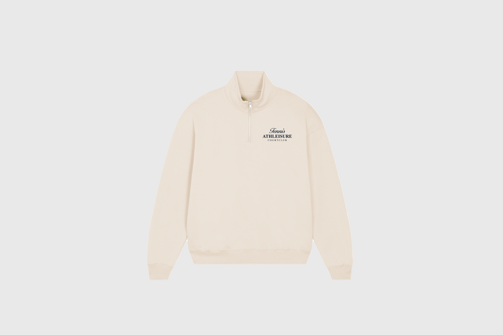 Half-Zip Hoodie Beige with embroidery