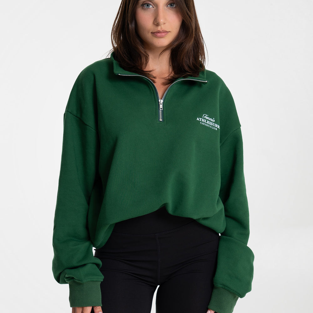 
                      
                        Half-Zip Hoodie Green with embroidery
                      
                    