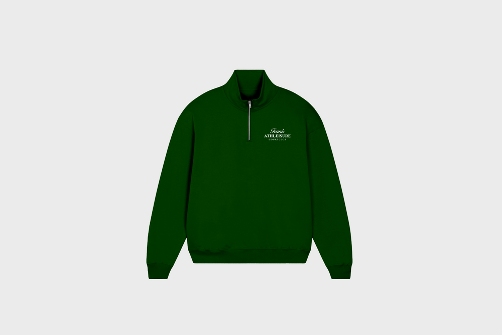 Half-Zip Hoodie Green with embroidery