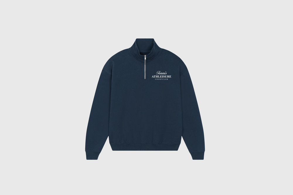 Half-Zip Hoodie Navy Blue with embroidery