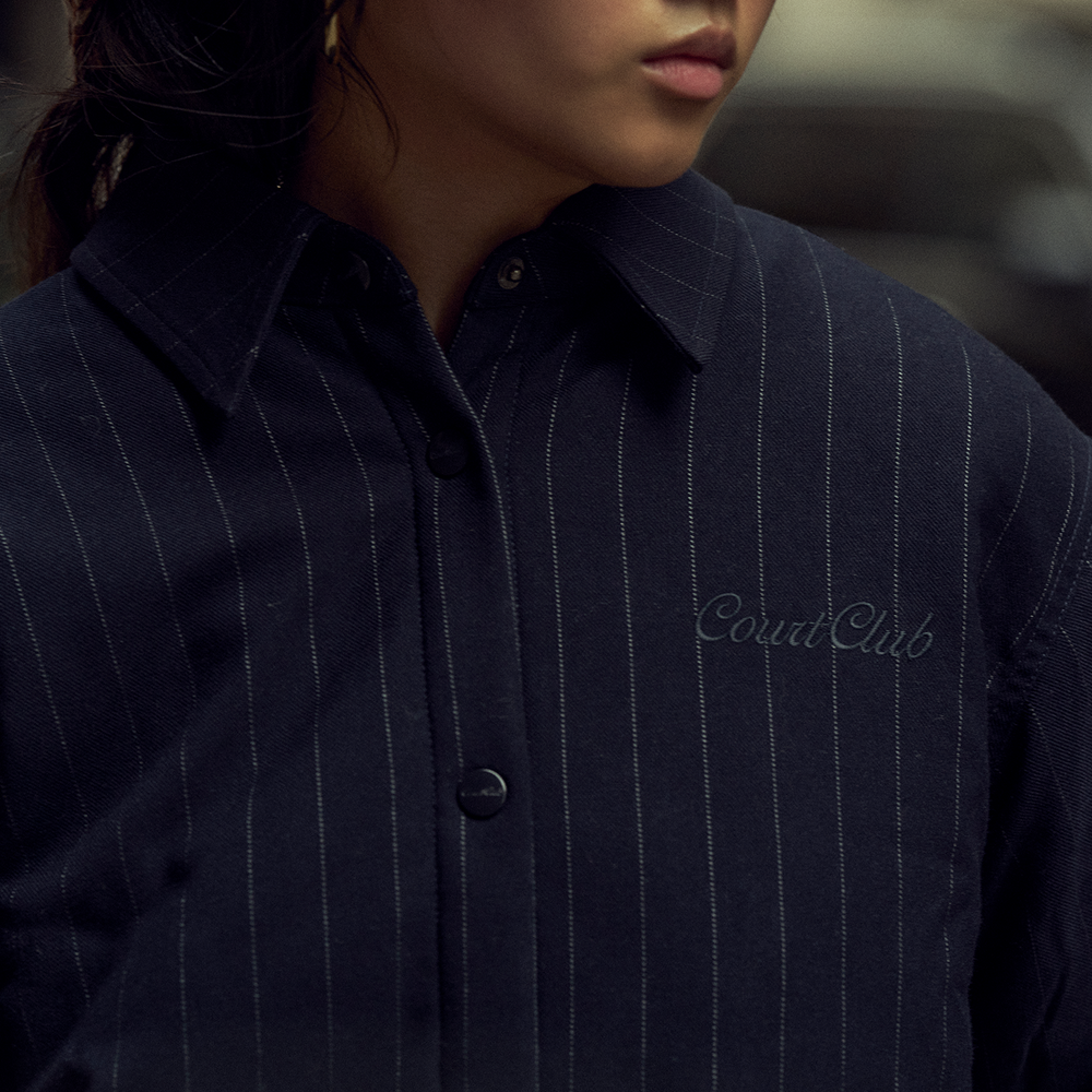 
                      
                        Pinstripe Jacket with Chest Embroidery
                      
                    