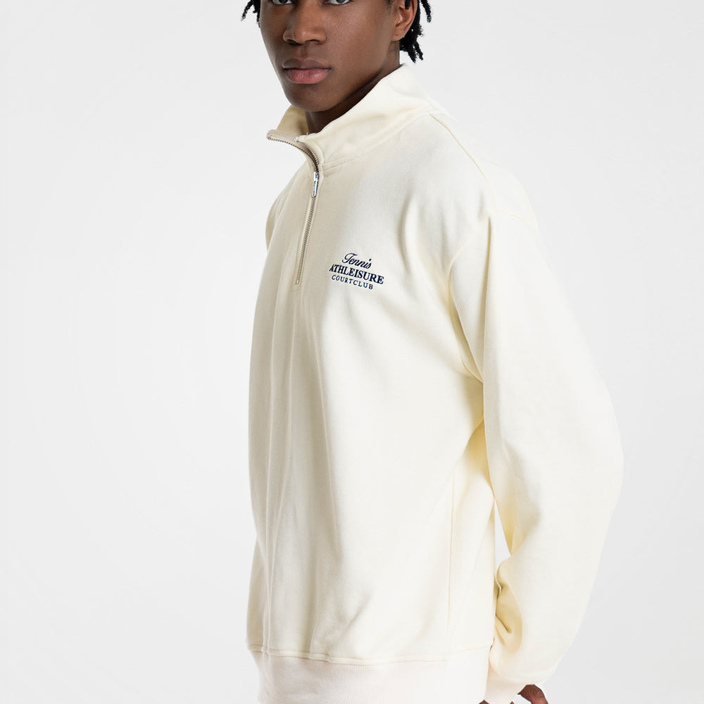 
                      
                        Half-Zip Hoodie Beige with embroidery
                      
                    