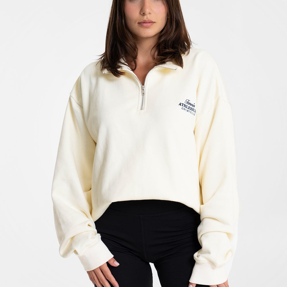 
                      
                        Half-Zip Hoodie Beige with embroidery
                      
                    